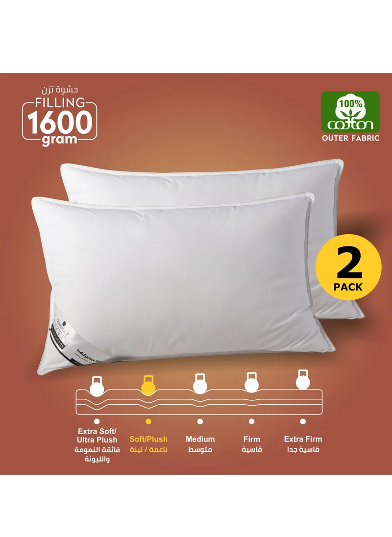 Donetella 2 Pieces Hotel Pillow Cotton Shell Double Edge Stitched Premium Gel Fiber 1600 gms Filling Each 50x75 Soft Loft,White