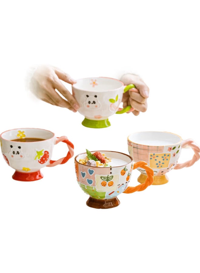 JD.com Jd Jingzao Mark Cup Coffee Water Cup Ceramic Office Breakfast Cup Gift Twisted Handle Green 460Ml - Image 2