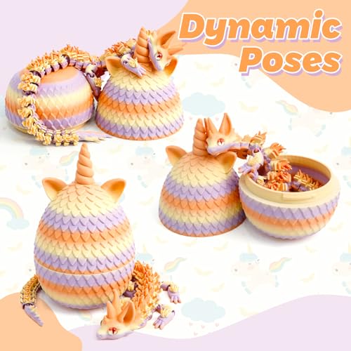Flavery 3D Printed Unicorn Dragon Egg Unicorn Egg Toys for Boys Girls 3D Printing Gift Toy Desk Executive Pet BirthdayChristmas Easter Basket Stuffers Gift Matte Twilight - Image 5