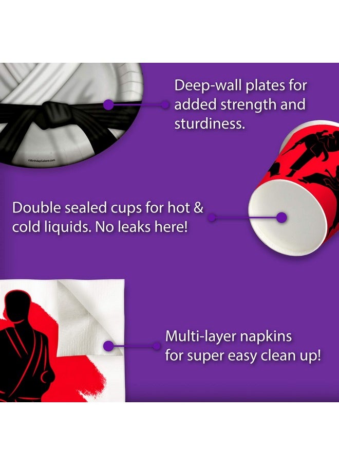 Birthday Galore Karate Birthday Party Supplies Set Plates Napkins Cups Tableware Kit for 16  - Image 5