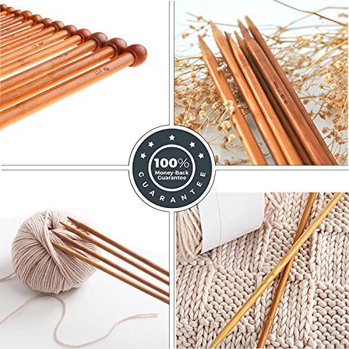 Fairycece Bamboo Knitting Needles Set Knitting Needle Case Kits for Beginners Wooden Wood - Image 5