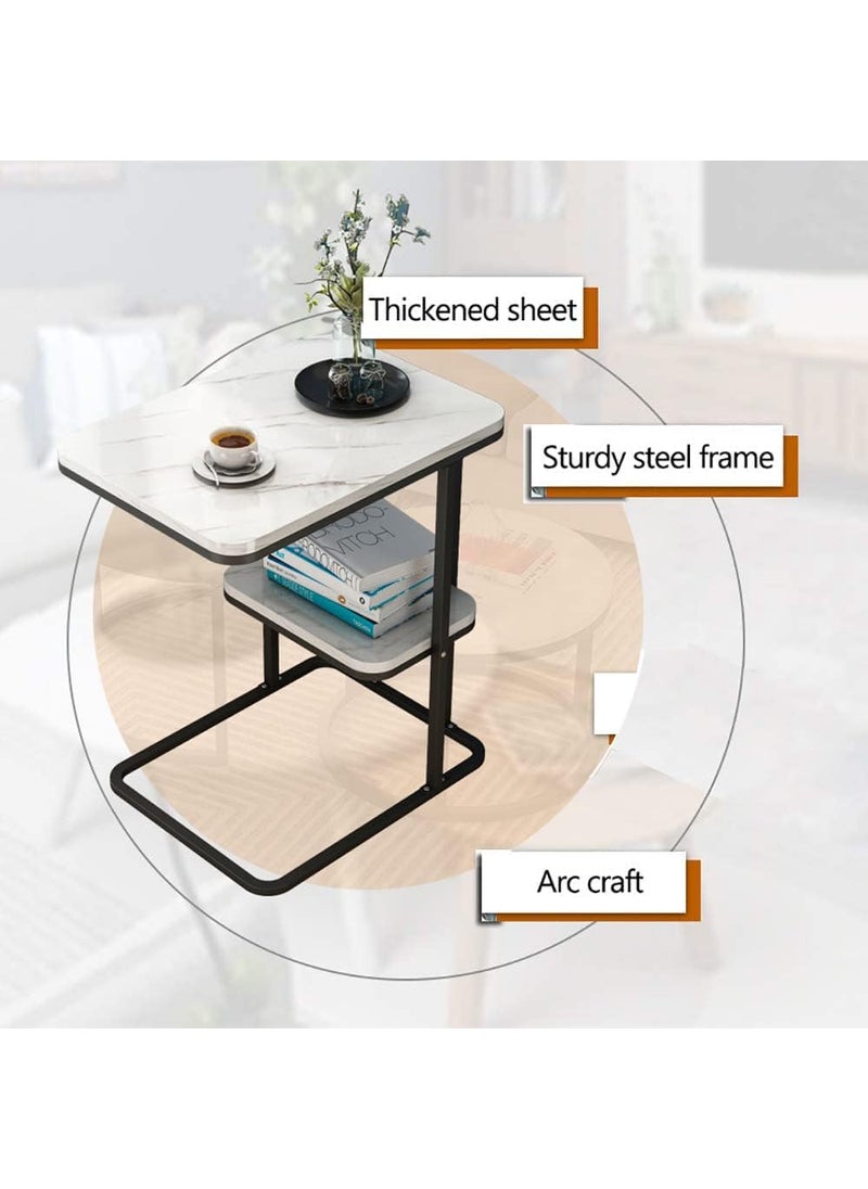 Seafrrzios Seafrrzios Sofa Accent with Storage Shelf for Living Room C Shaped End Table Slim Side Table Small End Table Snack Side Table with Storage Sofa Table Coffee Table for Small Spaces  - Image 4