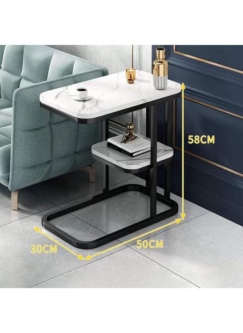 Seafrrzios Seafrrzios Sofa Accent with Storage Shelf for Living Room C Shaped End Table Slim Side Table Small End Table Snack Side Table with Storage Sofa Table Coffee Table for Small Spaces  - Image 2