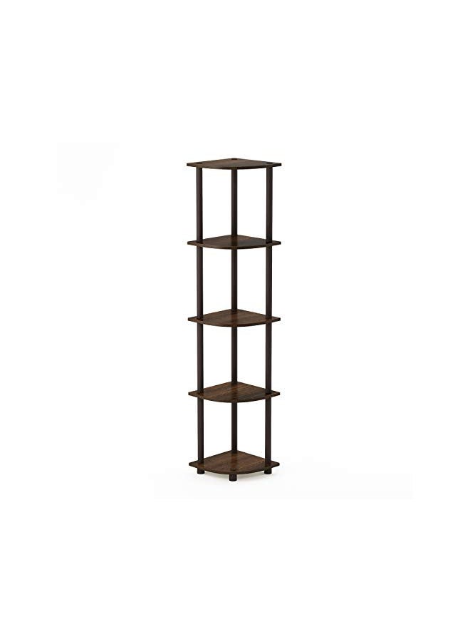 Furinno Furinno Turn-N-Tube 5 Tier Corner Display Rack Multipurpose Shelving Unit, 1-Pack, Walnut/Brown - Image 1