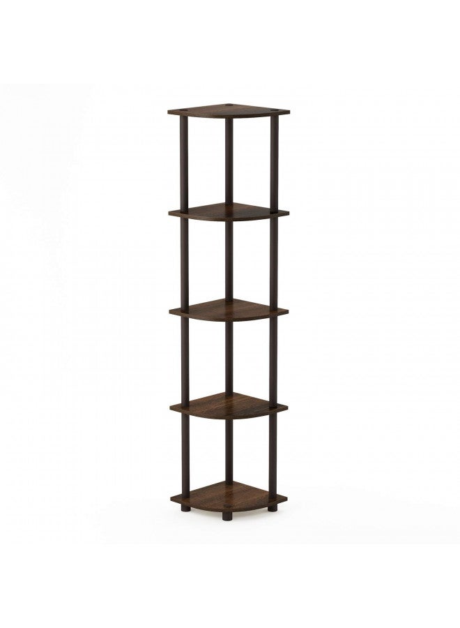 Furinno Furinno Turn-N-Tube 5 Tier Corner Display Rack Multipurpose Shelving Unit, 1-Pack, Walnut/Brown - Image 2
