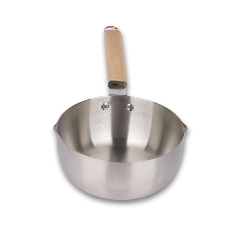 MEECOSTE Traditional Japanese Saucepan NonStick Aluminium Mil Sauce Pan Milk Pot with Wooden Handle Pouring Spout for Soup Noodles Sugar Chocolate Melting Pot 18CM1Pcs - Image 3