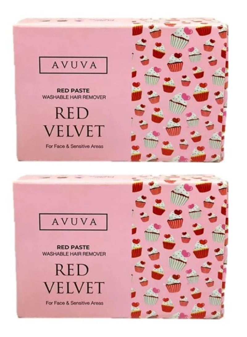 قطعتين من مزيل الشعر القابل للغسل بمعجون أحمر مخملي للوجه والمناطق الحساسة