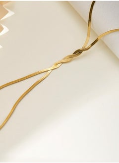 Catei Karrui Long Dangle Fringe Snake Bone Style Gold Necklace Multi-Wear Office Evening Dress Accessory  - Image 5