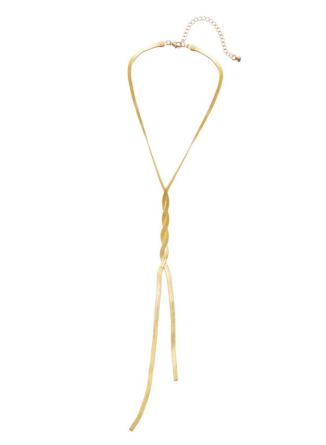 كاتي كاروي قلادة ذهبية طويلة بتصميم عظام الثعبان للأزياء المتعددة - مثالية للمكتب والمناسبات المسائية - Image 3