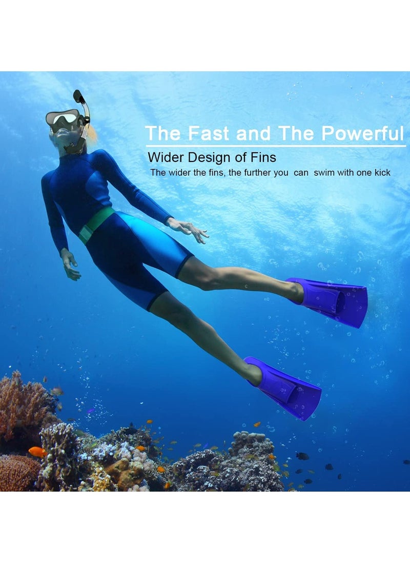 SYOSI Swimming Fins, 8.27*3.35 inches Silicone Short Fins Adult Kids Professional Lightweight Diving Training Flippers for Snorkeling, and Blue  - Image 3