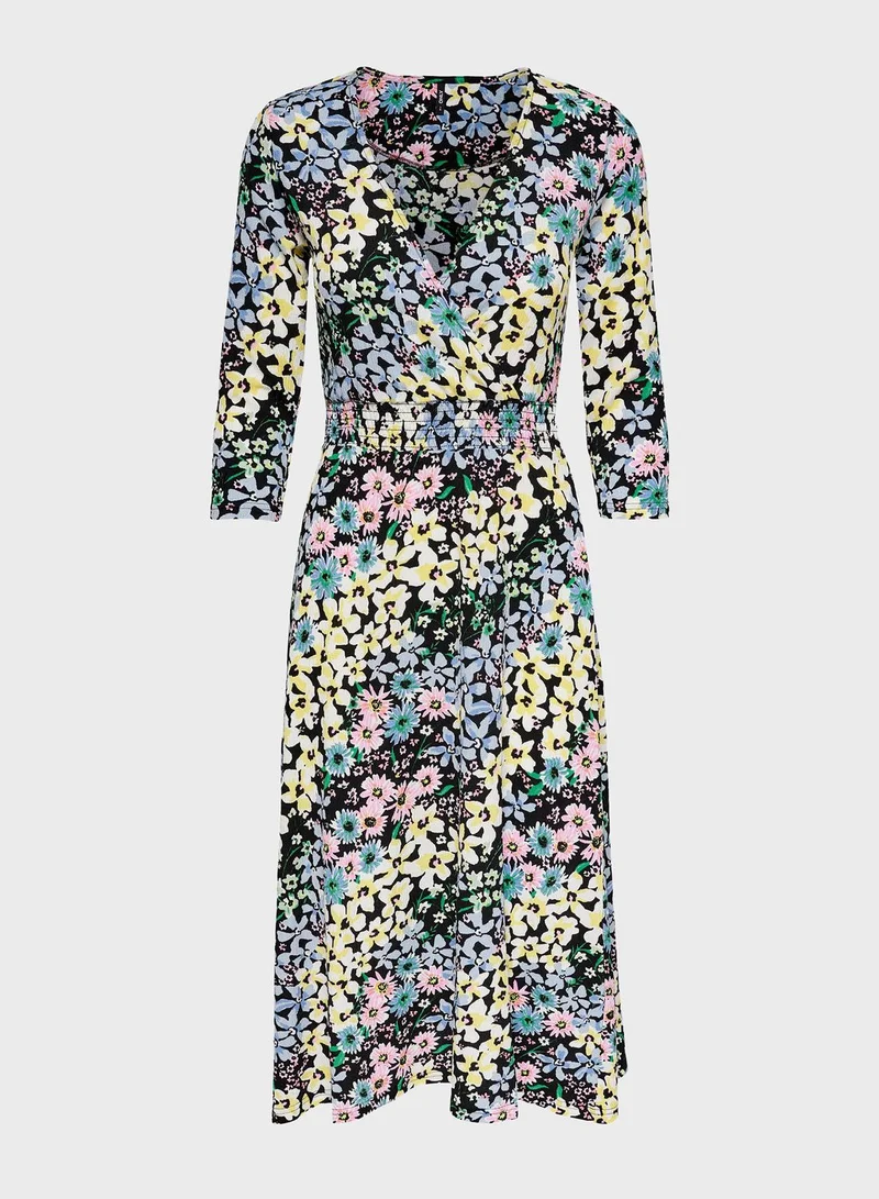 ONLY Shirred Waist Midi Wrap Dress
