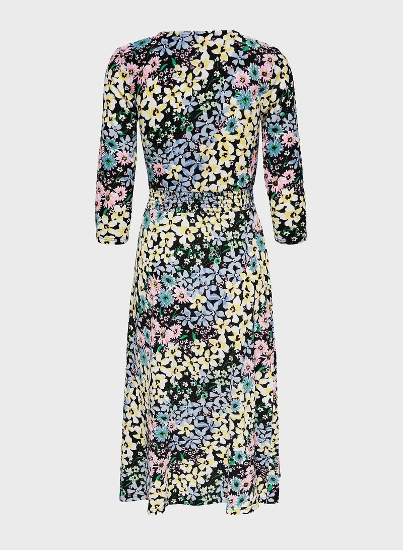 ONLY Shirred Waist Midi Wrap Dress