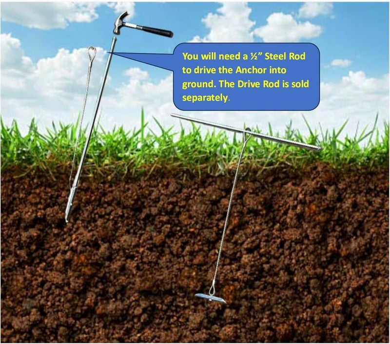 Chisel 3.5" Chisel Earth Anchors - 24 pcs - Heavy Duty Ground Anchor with 30" Cable - Cable Earth Anchor for Swing Set, shed, Greenhouse, Fence and More - Image 3