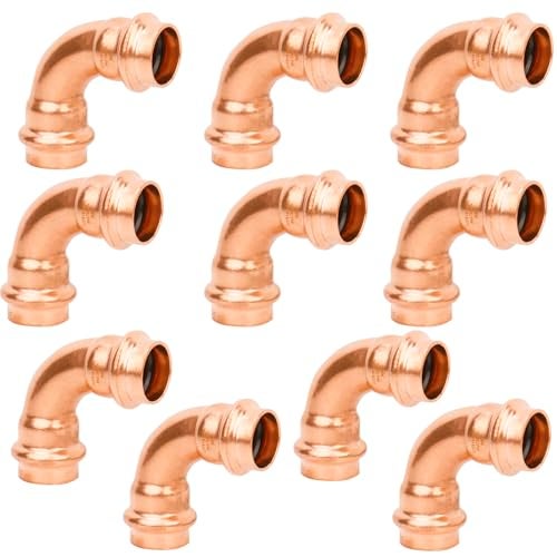 WHK 10 Pack 34 Pro press x 34 Pro press Copper 90 Degree Elbow Crimp Press Fittings Adapter Coupling 075 inch Cooper to Cooper Pipe Connection LeadFree - Image 1