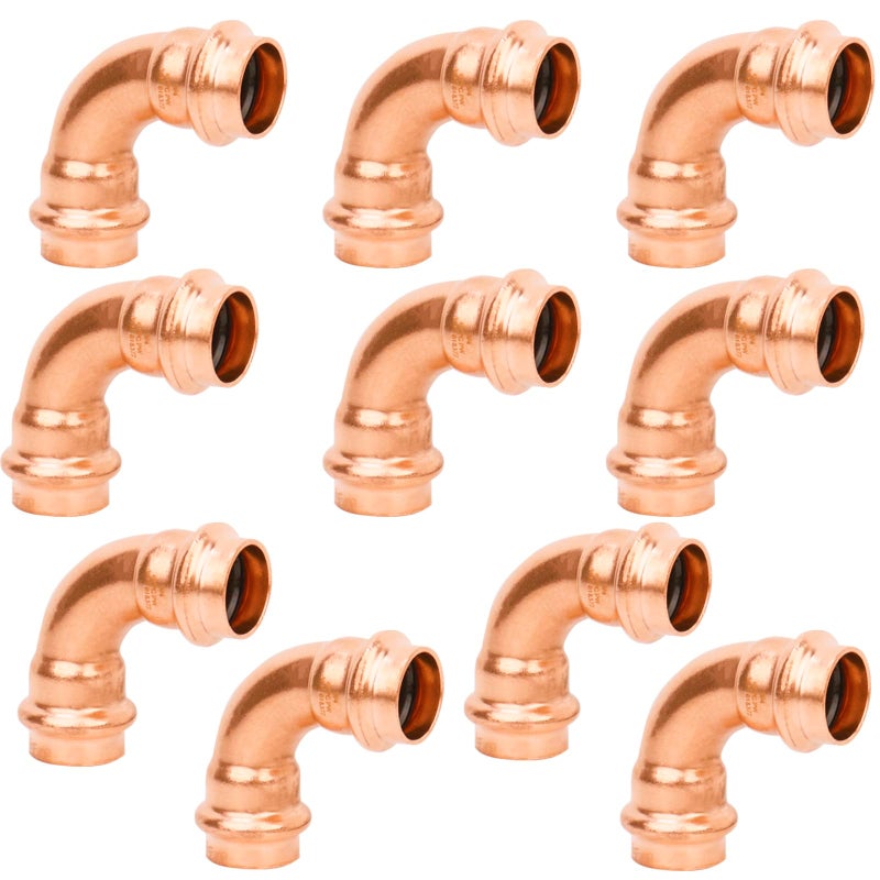 WHK 10 Pack 34 Pro press x 34 Pro press Copper 90 Degree Elbow Crimp Press Fittings Adapter Coupling 075 inch Cooper to Cooper Pipe Connection LeadFree - Image 2