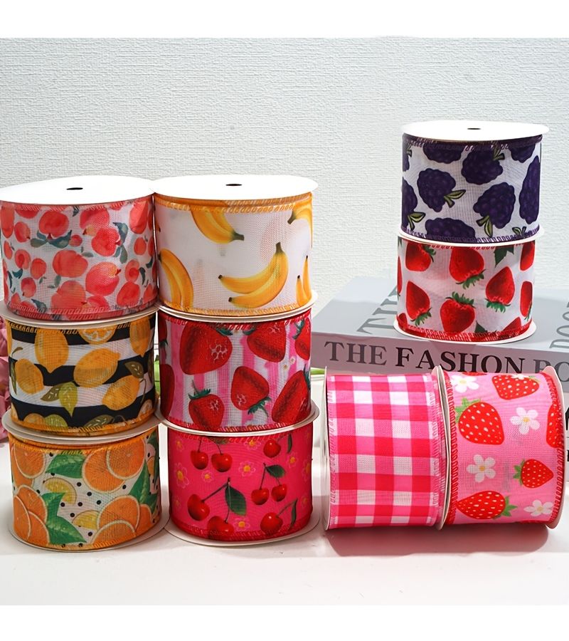 5 Yards Grape Colored Polyester Fruit Ribbon for Holiday Gift Wrapping - Image 2