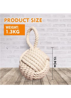 LENND Decorative Door Stop, Rope Door Stop, Weighted Door Stopper, Knot Nautical Door Stop, Heavy Doorstop for Bedroom, Living Room Door, Window Wedge, Bookend 15cm  - Image 3
