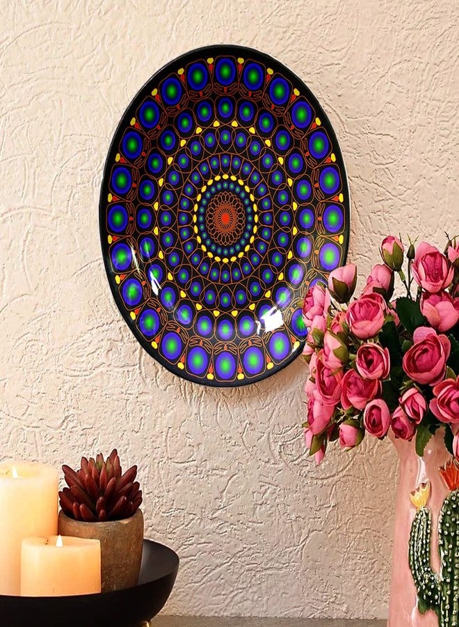JIKRAA® Mandala Arts Design Ceramic Decorative Designer Wall and Table Top Plate/Platter with Stand and Hook, Decorative Wall Plates for Living Room, Decorative Wall Plates for Home I 8 Inch - Image 1