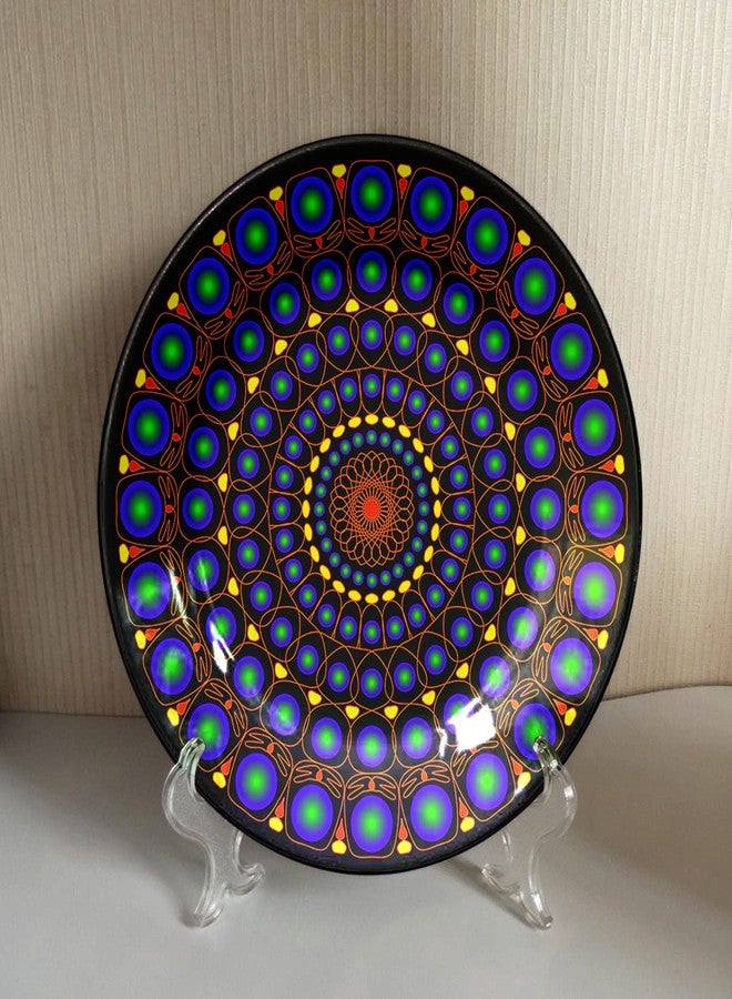 JIKRAA® Mandala Arts Design Ceramic Decorative Designer Wall and Table Top Plate/Platter with Stand and Hook, Decorative Wall Plates for Living Room, Decorative Wall Plates for Home I 8 Inch - Image 2