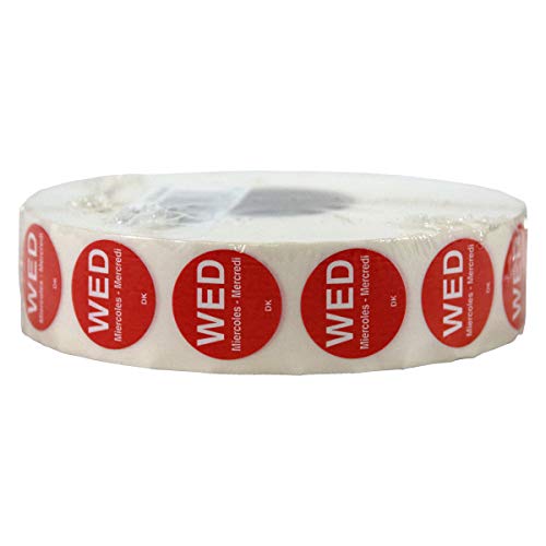 DayMark Safety Systems DuraMark IT110059-3-WED Day of The Week Trilingual Permanent Label, Wednesday, 3/4" Circle, Red (Roll of 2000) - Image 3