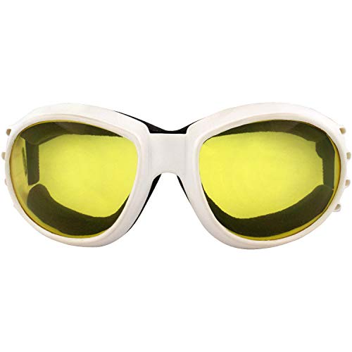 Birdz Eyewear Eagle Padded Motorcycle Riding Goggles White Frame with AntiFog Clear Lens Yellow - Image 3