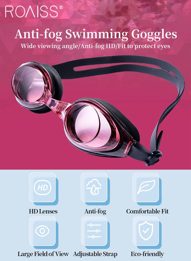 roaiss 4 Pcs Women Swim Goggle Set, HD Waterproof Red Swimming Goggles, Outdoor Swimming Gear with Goggle, Swimming Cap, Nose Clip and Earplugs for Women  - Image 3