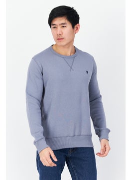 French Connection Men Crew Neck Brand Logo Long Sleeves Sweatshirt, Slate Blue  - Image 1