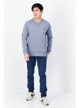 French Connection Men Crew Neck Brand Logo Long Sleeves Sweatshirt, Slate Blue  - Image 3