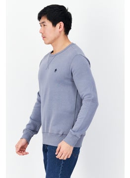 French Connection Men Crew Neck Brand Logo Long Sleeves Sweatshirt, Slate Blue  - Image 2