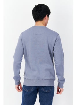 French Connection Men Crew Neck Brand Logo Long Sleeves Sweatshirt, Slate Blue  - Image 4