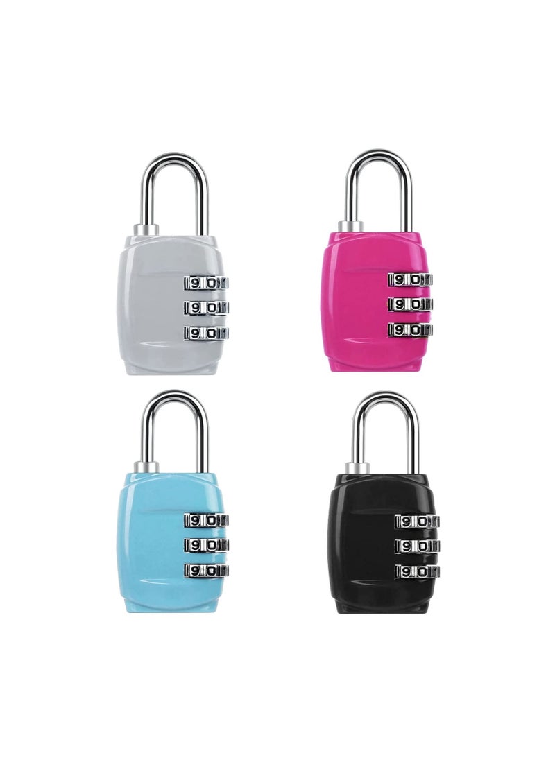 SYOSI - Luggage Locks Combination Padlocks, 3 Digit Combination Padlock Codes with Alloy Body Mini Small Combination Lock Trolley Luggage Padlock Gym Lockers Travel Bag Suit Case Bike Locks (4 pcs) - Image 1