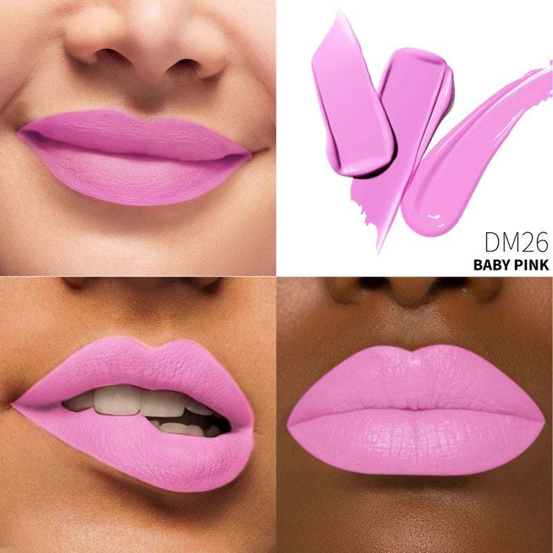 Depuplum Pink Lipstick Matte for Women Superstay Light Pink Long Lasting Lipstick Smudgeproof Liquid Lipsticks Cruelty Free Lip Makeup, DM26 BabyPink - Image 2