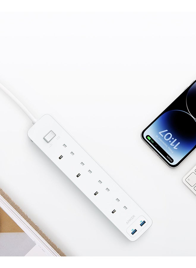 Power Extension Strip 4 Sockets 2 USB Ports 12W 1.8m Cable White - pzsku/ZFF1254FC0A88F4675316Z/45/_/1705425709/949d0706-6bc9-4716-8fda-8a310a191ded