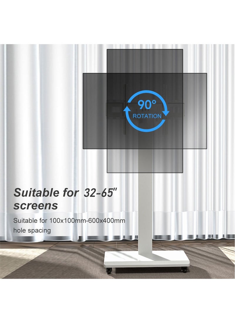 FlashHawk Mobile TV Stand for 32-65 Inch Flat Curved TV with Portrait to Landscape, Height Adjustable Portable TV Stand with Wheels for Home/Office/Outdoor/Mall  - Image 3