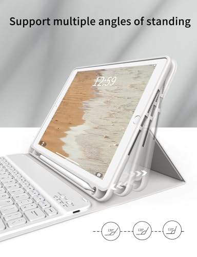 kenke Case with Keyboard for iPad 9th/8th/7th Generation 10.2 inch 2021/2020/2019 Detachable Wireless Bluetooth Keyboard Cover Thin & Light with Left Side Pencil Holder Auto Wake/Sleep（Gray） - Image 5