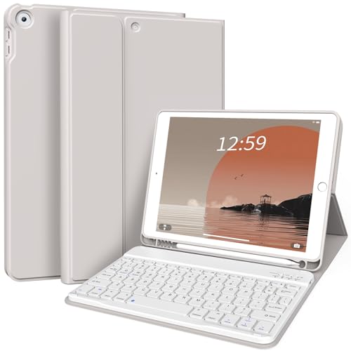 kenke Case with Keyboard for iPad 9th/8th/7th Generation 10.2 inch 2021/2020/2019 Detachable Wireless Bluetooth Keyboard Cover Thin & Light with Left Side Pencil Holder Auto Wake/Sleep（Gray） - Image 1