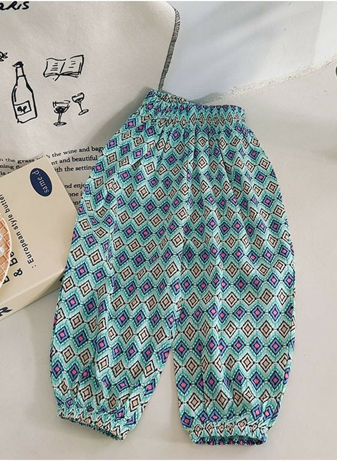 Loquat - Girls' Printed Elastic Waist Loose Wide Leg Pants - Image 1