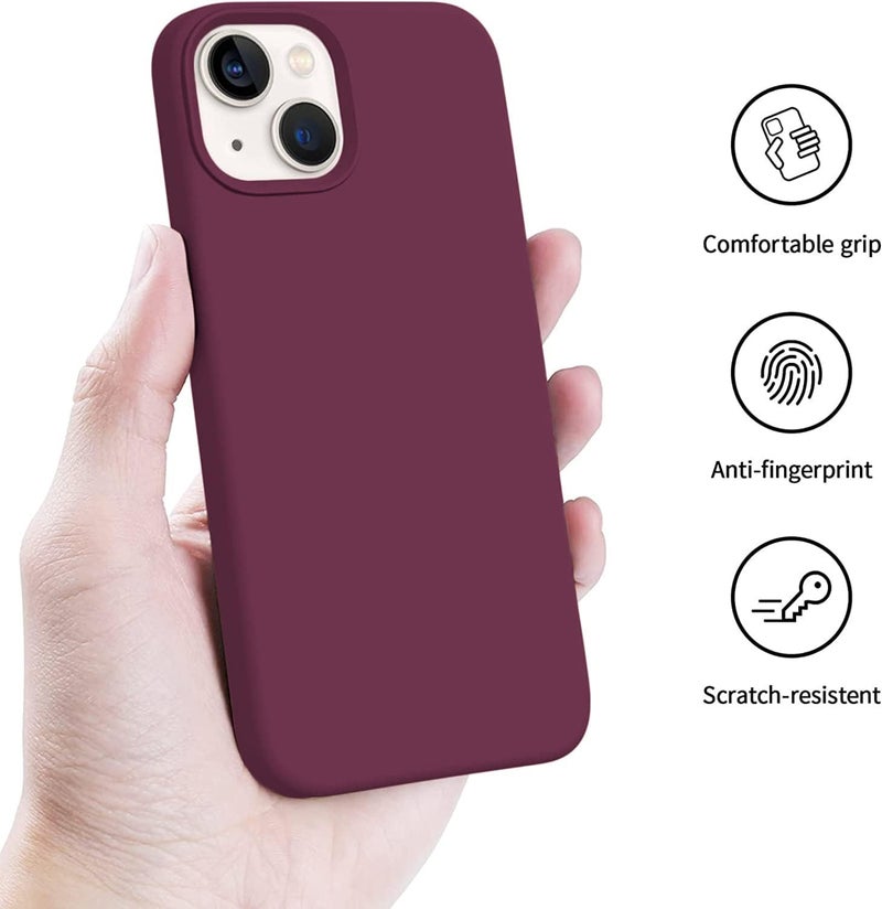 DIZORO® Compatible with iPhone 13 Case, Liquid Silicone Case, Full Body Protective Cover, Shockproof, Slim Phone Case, Anti-Scratch Soft Microfiber Lining, 6.1 inch - Wine Red - Image 3