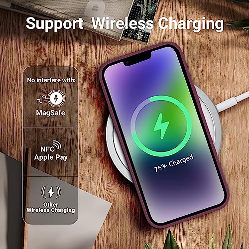 DIZORO® Compatible with iPhone 13 Case, Liquid Silicone Case, Full Body Protective Cover, Shockproof, Slim Phone Case, Anti-Scratch Soft Microfiber Lining, 6.1 inch - Wine Red - Image 5