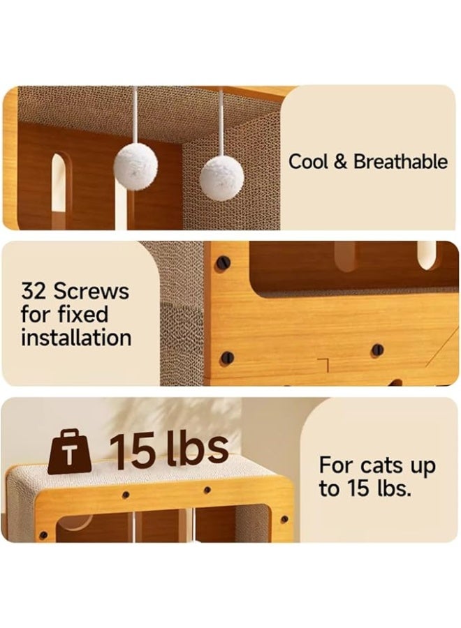 Arabest Breathable Cardboard Cat Scratcher House,Cat House for Indoor Cats,Wooden Cats Beds Condos，Bedsure Kitten Cave Furniture，Cute Playhouse Box，Large Size，Suitable for Cats up to 15 lbs - Image 5