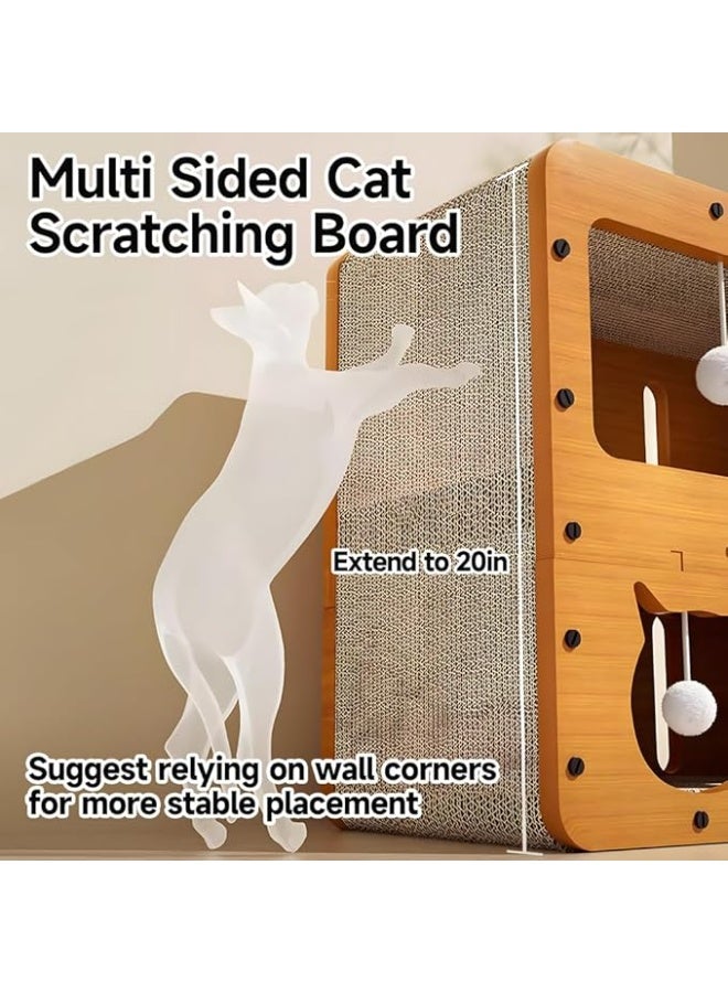 Arabest Breathable Cardboard Cat Scratcher House,Cat House for Indoor Cats,Wooden Cats Beds Condos，Bedsure Kitten Cave Furniture，Cute Playhouse Box，Large Size，Suitable for Cats up to 15 lbs - Image 3