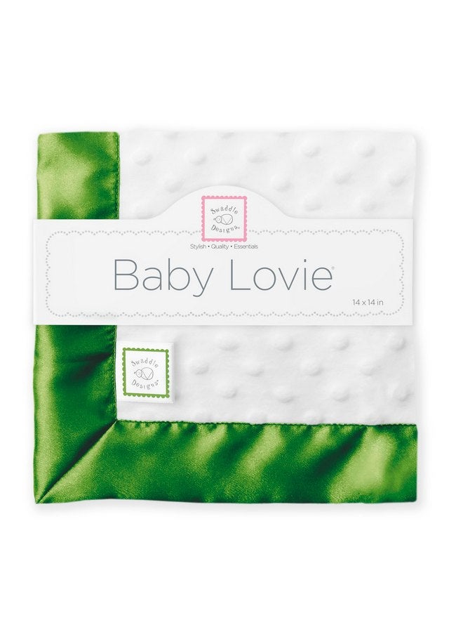 SwaddleDesigns Baby Lovie, Small Security Blanket, Plush Dots with Satin Trim, Light Pure Green, 14 x 14 inches (36 x 36 cm) - Image 1