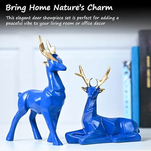 HindCraft Gift Items for Women, Blue Deer Resin Showpieces Set of 2 – Exquisite Hiran Statues for Home, Office, Ideal for House Warming Gifts and Christmas Décor, Nature-Inspired Room Decor Aesthetic - Image 4