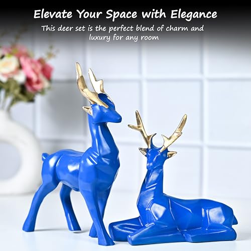 HindCraft Gift Items for Women, Blue Deer Resin Showpieces Set of 2 – Exquisite Hiran Statues for Home, Office, Ideal for House Warming Gifts and Christmas Décor, Nature-Inspired Room Decor Aesthetic - Image 5