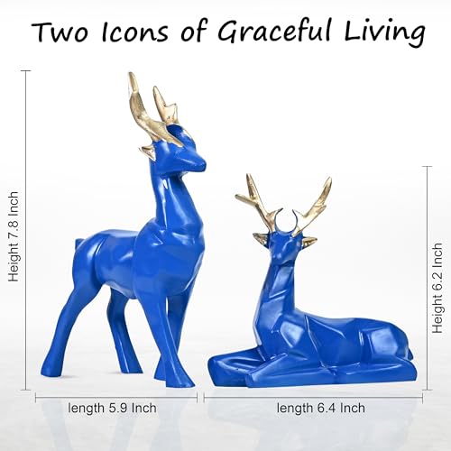 HindCraft Gift Items for Women, Blue Deer Resin Showpieces Set of 2 – Exquisite Hiran Statues for Home, Office, Ideal for House Warming Gifts and Christmas Décor, Nature-Inspired Room Decor Aesthetic - Image 3