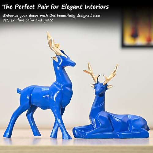 HindCraft Gift Items for Women, Blue Deer Resin Showpieces Set of 2 – Exquisite Hiran Statues for Home, Office, Ideal for House Warming Gifts and Christmas Décor, Nature-Inspired Room Decor Aesthetic - Image 2