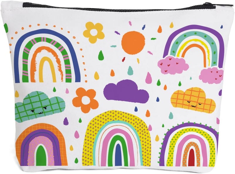 Fokongna Inspiring gifts for Women Travel Rainbow Makeup Bag for Her Teeny, Daughter Granddaughter Birthday Gifts Cosmetic Bag Gift for Her Travel Toiletry Bag Accessories Organizer