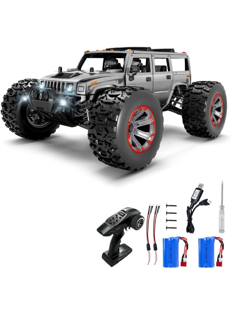1:10 Remote Control Car 4WD 50km/h Fast Off-Road RC Monster Truck – High Speed Waterproof Hobby Grade 4x4 Electric Vehicle with 2 Rechargeable Batteries & LED Lights – Gifts for Boys & Girls