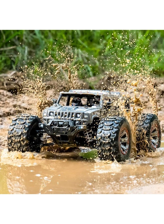 1:10 Remote Control Car 4WD 50km/h Fast Off-Road RC Monster Truck – High Speed Waterproof Hobby Grade 4x4 Electric Vehicle with 2 Rechargeable Batteries & LED Lights – Gifts for Boys & Girls