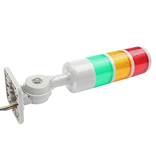 LUBAN Led Signal Tower Stack Lights, Industrial Warning Column Lamp, Andon With Rotatable Base, Steady/Flashing Switchable, 12V 24V DC (3-Layer, With Buzzer) - Image 2